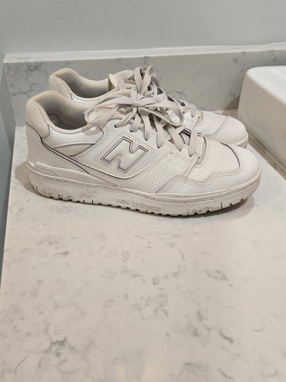 New Balance White Low-Top Leather Sneakers